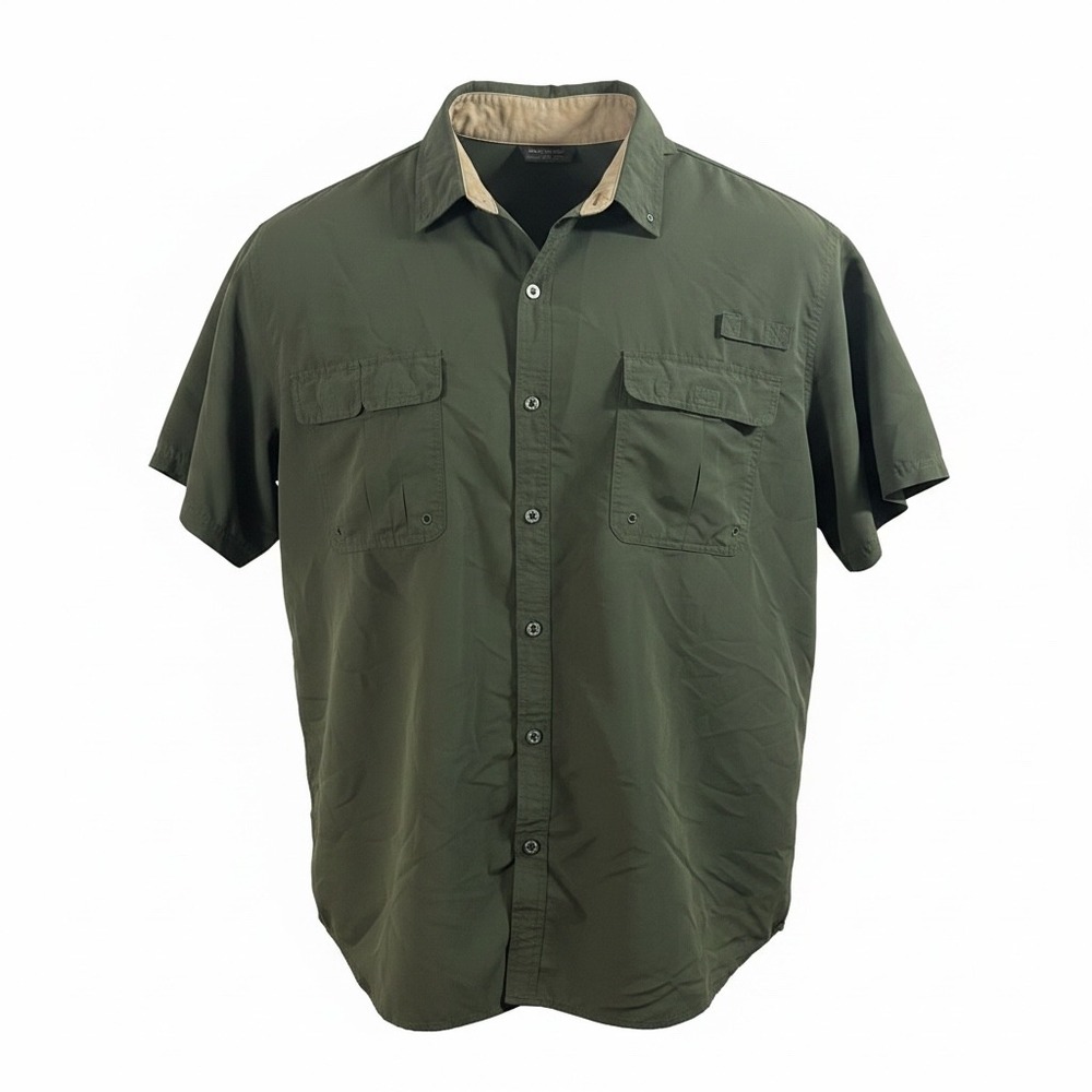 Boulder Creek Mens 5XL Big Olive Green Short Sleeve Fishing Shirt Ventilated 297